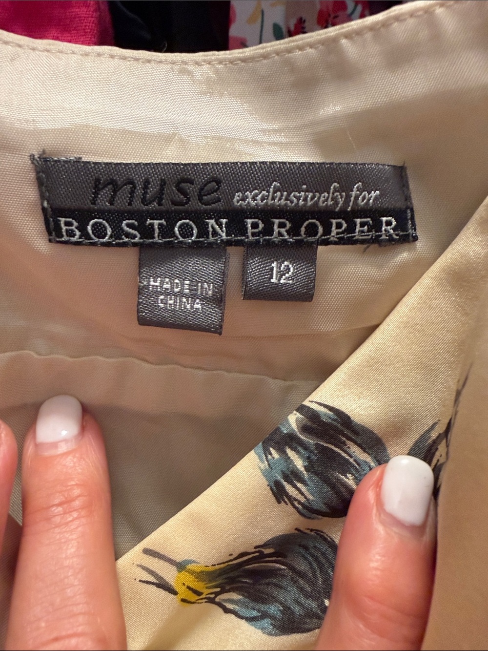 Boston Proper Muse Collection Cream Spaghetti-Strap Patchwork Mini - Picture 2 of 10